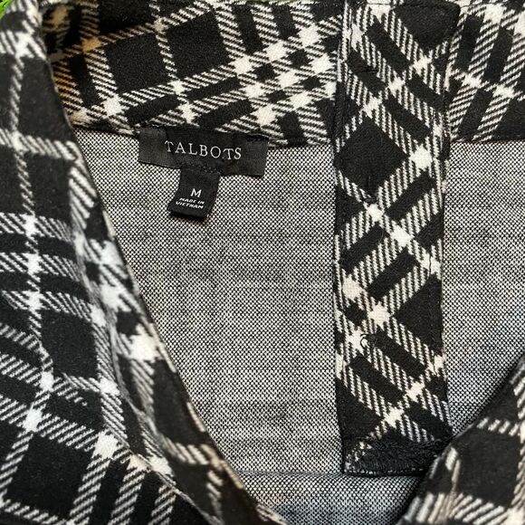 Talbots black and white checkered plaid full dress - Picture 2 of 7